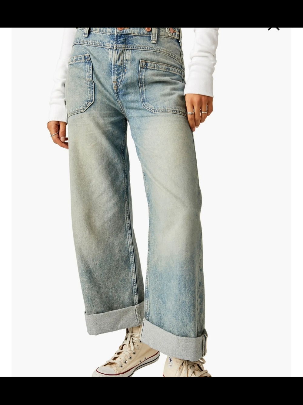 We The Free Faded Light Blue Boyfriend Wide-Leg Jeans